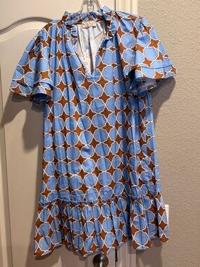 NWT Sofia Made In Italy mini dress with wide tiered sleeves and ruffle hem